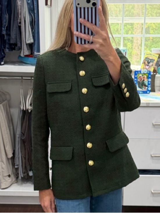 Pomander Place Jackets & Blazers - Pomander Place Classic Dark Green with Gold Button-Front Jacket XS NWT